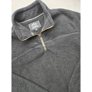 Grizzly Sherpa Mens Fleece‎ Pullover Jacket Black Size Medium